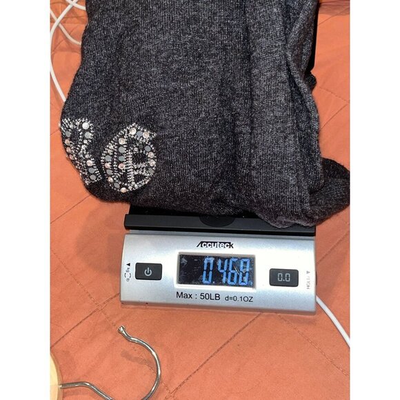 BCBGMaxAzria Gray Cashmere Long Sleeve Button-Front Hoodie Sweater Women's  Larg - Picture 8 of 8